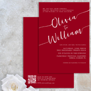 Burgundy Minimalist Script Wedding Invitation