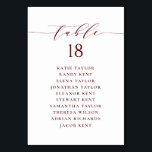 Burgundy Minimalist Script Wedding Seating Plan Table Number<br><div class="desc">Customizable table number seating plan. It features a burgundy whimsical script and classic typography. Personalize by adding your own details. This minimalist table seating plan is perfect for any weddings,  baby showers,  bridal showers,  birthdays,  and so much more.</div>