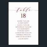 Burgundy Minimalist Script Wedding Seating Plan Table Number<br><div class="desc">Customizable table number seating plan. It features a burgundy whimsical script and classic typography. Personalize by adding your own details. This minimalist table seating plan is perfect for any weddings,  baby showers,  bridal showers,  birthdays,  and so much more.</div>