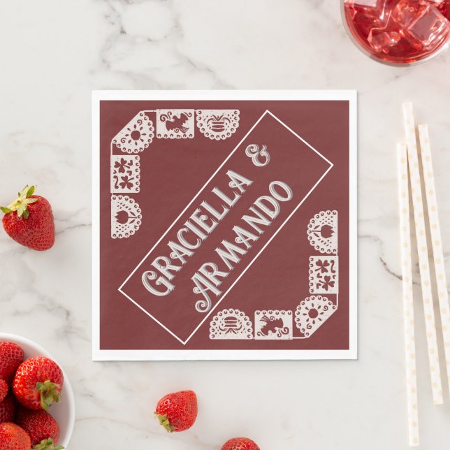 Burgundy Minimalist Wedding Napkins (Insitu)