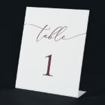 Burgundy Minimalist Wedding Table Number Pedestal Sign<br><div class="desc">Beautiful burgundy,  elegant,  modern and minimalist,  table number card. Fully customizable. **PLEASE NOTE: To order,  simply adjust your table number and add each number to your cart separately. Then check out once you are finished.</div>