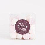 Burgundy | Mint to Be Personalized Wedding Favour Classic Round Sticker<br><div class="desc">Minty fresh wedding favour stickers feature "mint to be" in white script lettering accented with hearts,  on a burgundy wine background. Personalize with your names and wedding date.</div>