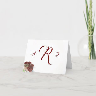 Burgundy Mist Monogrammed Thank You Card