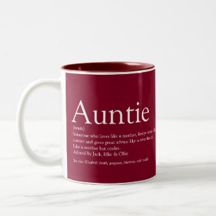 Burgundy Modern Best Ever Aunt Auntie Definition Two-Tone Coffee Mug