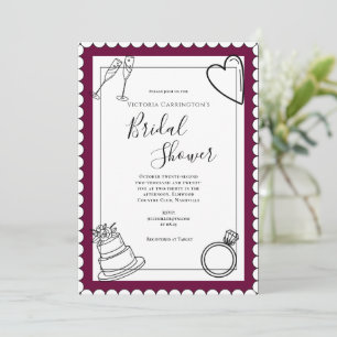 Burgundy Modern Bridal Shower Invitation