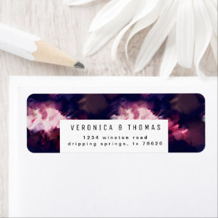 Burgundy Modern Brush Strot Adresse de retour Labe