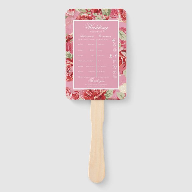 Burgundy modern elegant wedding  hand fan (Front)