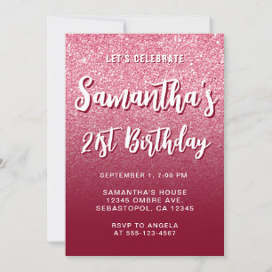 Burgundy Modern Gradient 21st Birthday Invitation