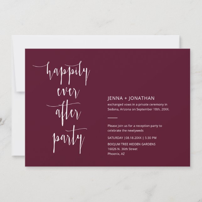Burgundy Modern Happily Ever After QR Code Photo Invitation (Front)