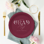 Burgundy Modern Minimalist | Graduation Party Paper Plate<br><div class="desc">Modern burgundy and white modern typography party plates. Starting with a fabulous printed invitation, set the tone with a unique design then carry the theme through the entire event. Your event will be picture perfect from beginning to end with special little extras. Add your custom wording to this design by...</div>