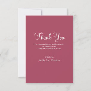 Burgundy Modern Minimalist Wedding Thank You Card