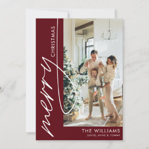 Burgundy Modern Photo Christmas Holiday Card