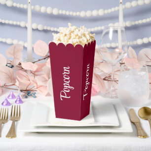 Burgundy Modern Popcorn Favor Box