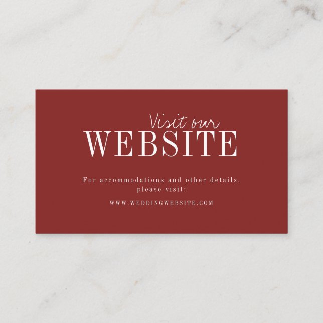 Burgundy modern typography website Insert card (Front)