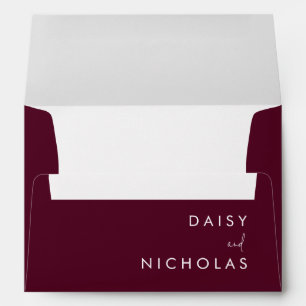 Burgundy Modern Wedding Engagement Envelope