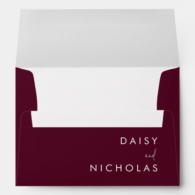 Burgundy Modern Wedding Engagement Envelope (Back (Bottom))