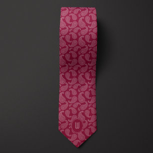 Burgundy Monochrome Monogram Paisley Tie