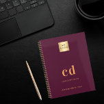 Burgundy monogram initials logo business 2025 planner<br><div class="desc">A burgundy background and golden text. Personalize and add your logo,  monogram initials,  name and a title year (or any year). Your logo both on the front and the back.  Space for your website address on the back.</div>