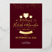 Burgundy Monogram logo with dove wedding gold
