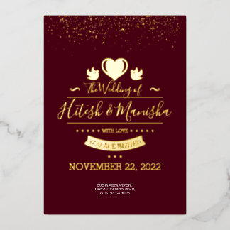 Burgundy Monogram logo with dove wedding gold