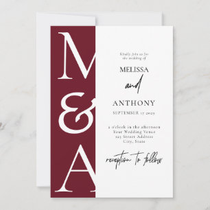 Burgundy Monogram Wedding Invitation