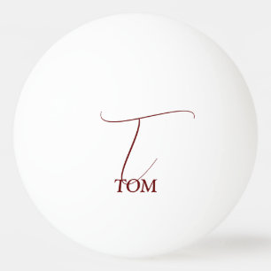 Burgundy Monogrammed Ping Pong Ball