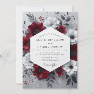 Burgundy Moody Botanical Wedding Invitation