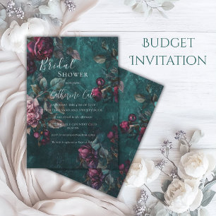 Burgundy Moody Floral Bridal Shower Invitation