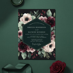 Burgundy Moody Floral Elegance Wedding Invitation