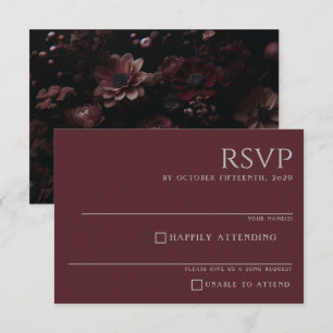 Burgundy Moody Floral RSVP Card