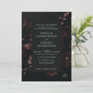 Burgundy Moody Floral with QR Code Invitation