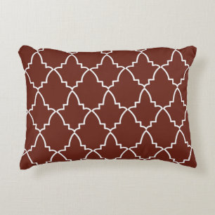 Burgundy Moroccan Lattice Pattern  Accent Pillow