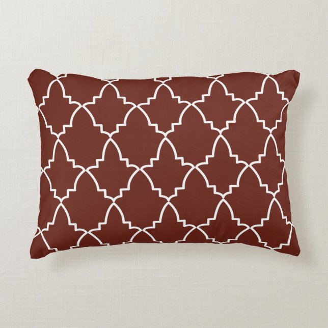 Burgundy Moroccan Lattice Pattern  Accent Pillow (Front)