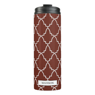 Burgundy Moroccan Lattice Pattern Thermal Tumbler