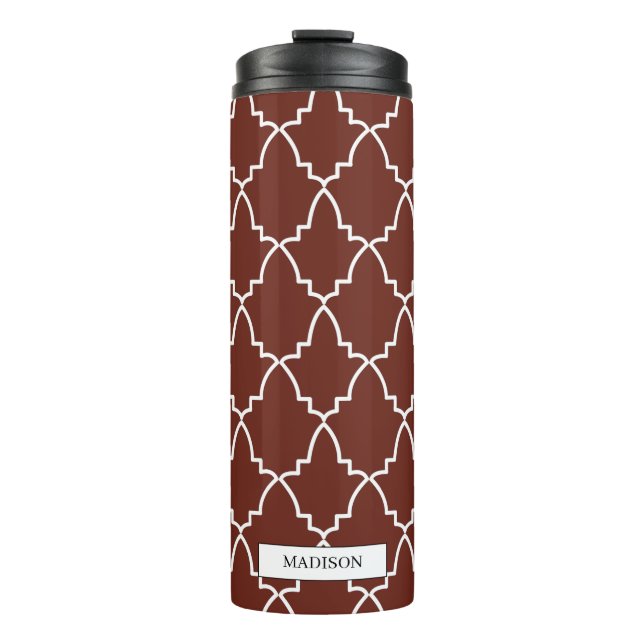 Burgundy Moroccan Lattice Pattern Thermal Tumbler (Front)