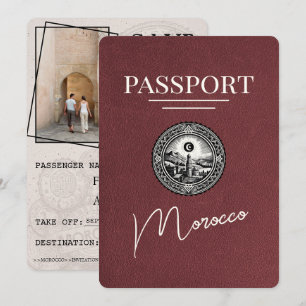 Burgundy Morocco Passport Save The Date