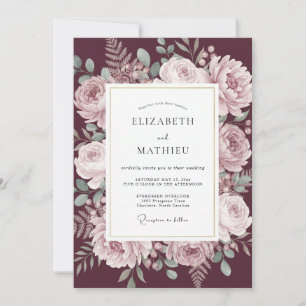 Burgundy Muted Autumnal Wedding Invitation