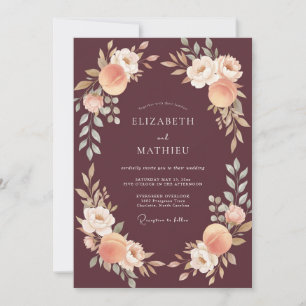Burgundy Muted Orchard Wedding Invitation