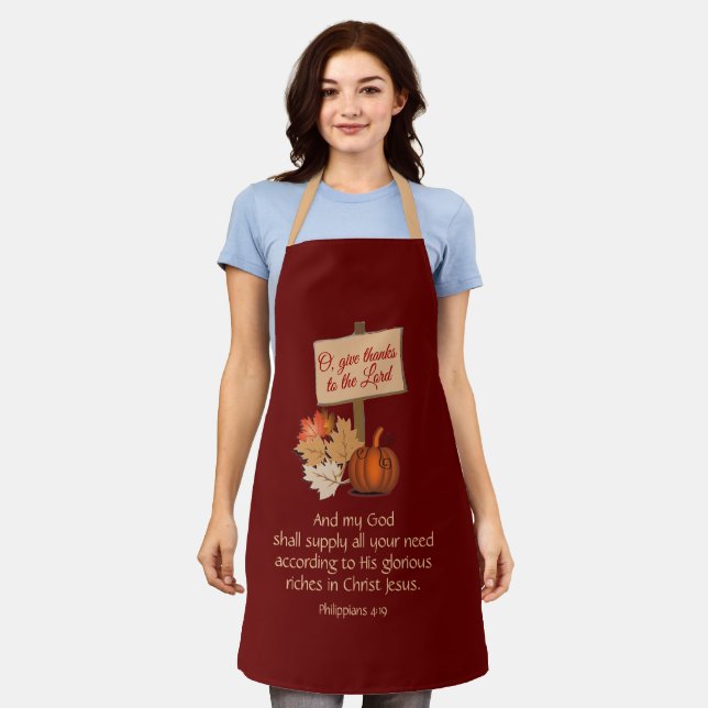 Burgundy | MY GOD SHALL SUPPLY | Thanksgiving Apron (Worn)