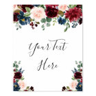Burgundy Navy Blue Blush Watercolor Floral
