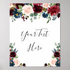 Burgundy Navy Blue Blush Watercolor Floral