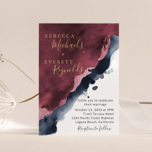 Burgundy & Navy Blue Faire-part de mariage