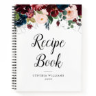 burgundy navy blue floral Recipe Book