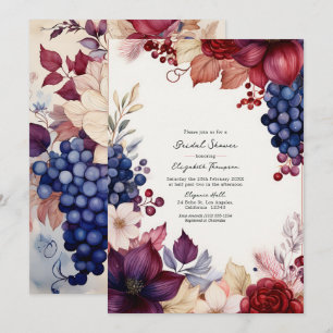 Burgundy, Navy & Blush Boho Wine Tasting Shower Invitation