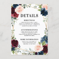 Burgundy Navy Blush Floral Geometric Wedding