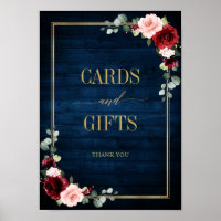 Burgundy Navy Blush Floral Gold Cards and Gifts Po