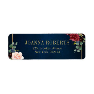 Burgundy Navy Blush Floral Mariage géométrique Éti