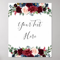 Burgundy Navy Blush Floral Watercolor Custom