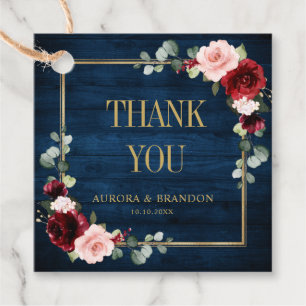 Burgundy Navy Blush Gold Geometric Thank You Favou Favour Tags
