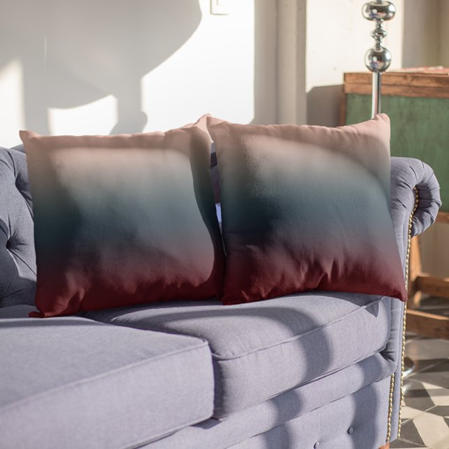 Burgundy Navy Blush Ombre Throw Pillow (Creator Uploaded)